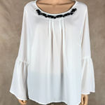 Ny Collection  Plus Size Bell Sleeve White Blouse NWT 1X Photo 0