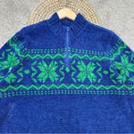 Quacker Factory 1/4 Zip Pullover Sweater Sequins Snowflake Winter Blue Green XL Photo 2