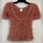 TACH Pink Boxy Crop Top with Fuzzy Texture Size S Photo 1