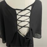 Torrid  Dress Midi Flutter Sleeves Lace Up Back Round Neck Chiffon Lined Black Photo 2