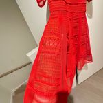 Maje  red mesh dress with ruffle sleeves and pleated detailing Size 2/EU38 Photo 7