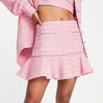 ASOS NWT DESIGN boucle mini skirt with diamante detail in pink. Size 4 Photo 2