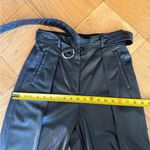 Babaton Aritzia Mayne Black Vegan Leather Pleated Pants w/ Belt, Sz 4 EUC Photo 12
