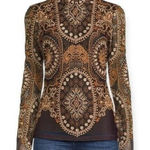 Johnny Was  Loving Is Easy Mesh Tee Embroidered Bohemian Boho Fall Size M NEW Photo 0