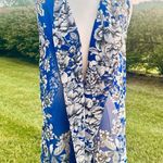Susan Graver  Blue & White Polyester Sheer Vest Photo 0