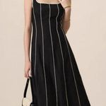 RIHOAS The Black Square Neck Contrast Midi Dress 22 White Size M Photo 0