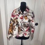 Desigual Women's White Hawaii Floral Print Jeans Jacket Size Large US NWT Photo 1