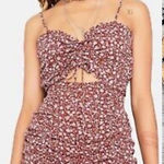 Cotton candy LA black floral ruched‎ mini dress w/ cut out front Size M Photo 0