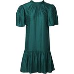 Tanya Taylor 100% Silk Drop Waist Rosie Dress Bottle Green Size XS Photo 3