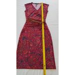 Ralph Lauren Bright Merlot Red Floral Braided Belt Stretch Jersey Dress,PXS $155 Photo 8