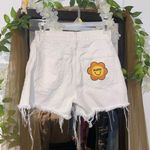summer white denim playboy shorts w/ frayed design & flower back pocket Photo 0