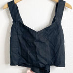 Quince  Black Linen Crop Tank Top Size Extra Large Photo 0