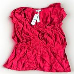 Sam Edelman  Maila Ruffle-Trim Red Peplum Top Size L Women's V‎ neck Viscose NEW Photo 5