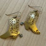 Wild Bryde  gold plated laser cut filigree cowboy cowgirl boot dangle earrings Photo 1
