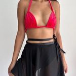 NWT red plush velour halter bralette top L Size L Photo 0