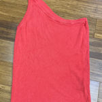 Staccato Women's One Shoulder Knit Top Coral Ribbed Sleeveless Tank Size Large Photo 0