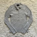 Madewell x Aimee Song Top Shimmer Polo Sweater Ribbed Vapor S NWT New Photo 0