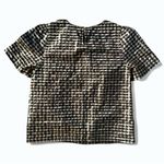 J.Crew  Gold Lurex Gingham Puff-Sleeve Metallic Top Women’s Size S Photo 3