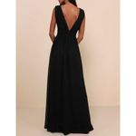 Lulus NWT  Women's M Heavenly Hues Black Maxi Dress Formal V-Neck High Slit Photo 1