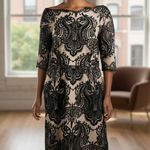 Tahari Arthur S. Levine Black Lace Dress Cocktail Party Evening Sheath Size 14 Photo 0