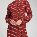 Lulus Pleat to Meet You Wine Red Polka Dot Long Sleeve Shift Dress Photo 3