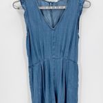 Old Navy chambray Lightweight Denim Lyocell Flutter cap Sleeve Romper size XL Photo 0