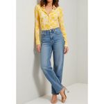 ROUJE PARIS Palmyra Long Sleeve Shirt, Yellow Watercolor Peony Print, FR44/US12 Size 12 Photo 6