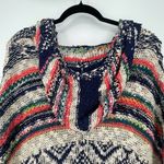 Free People  Bubble Tea Southwestern Drop Sleeve Poncho Style Hooded Sweater M/L Photo 3