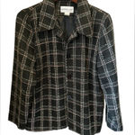 Vintage Bedford Fair plaid/striped Button Down Blazer Jacket Size 14‎ Black Photo 0