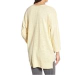 Eileen Fisher  Yellow 3/4 Sleeve Slub Knit V-Neck Linen/Cotton Blend Sweater Photo 1