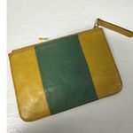 Fossil Sydney Top Zip Leather Pouch Slim 7"x5" Wallet Coin Purse Yellow Green Photo 5