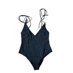 Free People NWT Belle The Label Black Deep V One Piece Swimsuit Size L Photo 3