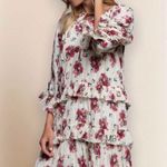 POL  Romantic Floral Print Tiered Ruffled Trim Dress M Photo 1