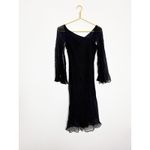 Maggy London Vintage Y2K Black Silk Chiffon Midi Dress Size 4 Whimsigoth Bell Sleeves Euro Photo 2