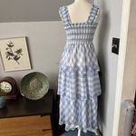 English Factory  Tiered Powder‎ Blue Patel Gingham Midi Dress Small Graduation Photo 2
