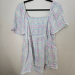 Isabel Maternity Top Tie Front Nursing Plaid Pastels Casual Short Sleeve Spring Pink Size undefined Photo 4