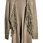 Haute Hippie Cardigan Women M Tan Knit Fringe Cotton Boho Western Fall Country Photo 0