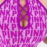 PINK - Victoria's Secret PINK Graphic Padded Crop Top Cross Front Bra Custom Made in Blue Yoga Sports Bra Photo 47