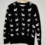 Charter Club  Scottie Dog Bow Sweater S Black Knit Coquette Cottagecore Preppy Photo 0