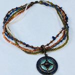 Multistrand Beaded Necklace Center Dangle Earth Tones Photo 9