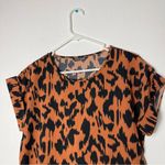 SheIn All Over Print Short Sleeve Batwing Brown Blouse S Photo 4