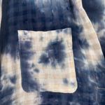 Kori America Womens Tie Dye Line Blend Button Down Shirt Blue White Tunic Medium Photo 7