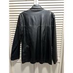 Highway Jeans Highway Black Faux Leather Jacket Button Up Lined Size Medium Lined‎ Pockets Photo 4