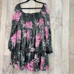 Crystal Doll  Babydoll Floral Black/Pink Flare Ruched Dress Jr. XL Gathered Top Photo 5