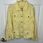 J.Jill  Yellow Linen Lagenlook Button Jacket Size XL Photo 0
