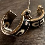 Coach NWT Signature Enamel Huggie Earrings; Black/Gold MSRP $88 Photo 9
