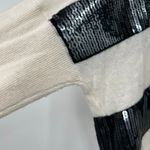 Anthropologie Maeve 100% Cashmere Sequin pullover Sweater black & white sz large Photo 2