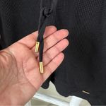 Michael Kors MICHAEL Black Ribbed Hoodie Sweater w Gold Accents Size Large Photo 6