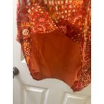 Etcetera  Silk Sleeveless Blouse Size 14 orange abstract pattern v neck Photo 7