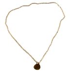 Gold Plated Chain Necklace With Green Druzy Stone Pendant Womens Jewelry u Photo 2